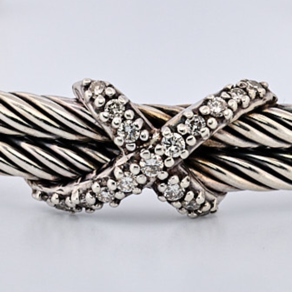 David Yurman X Collection Diamond Cable Station Bracelet, Sterling Silver - Picture 2 of 14